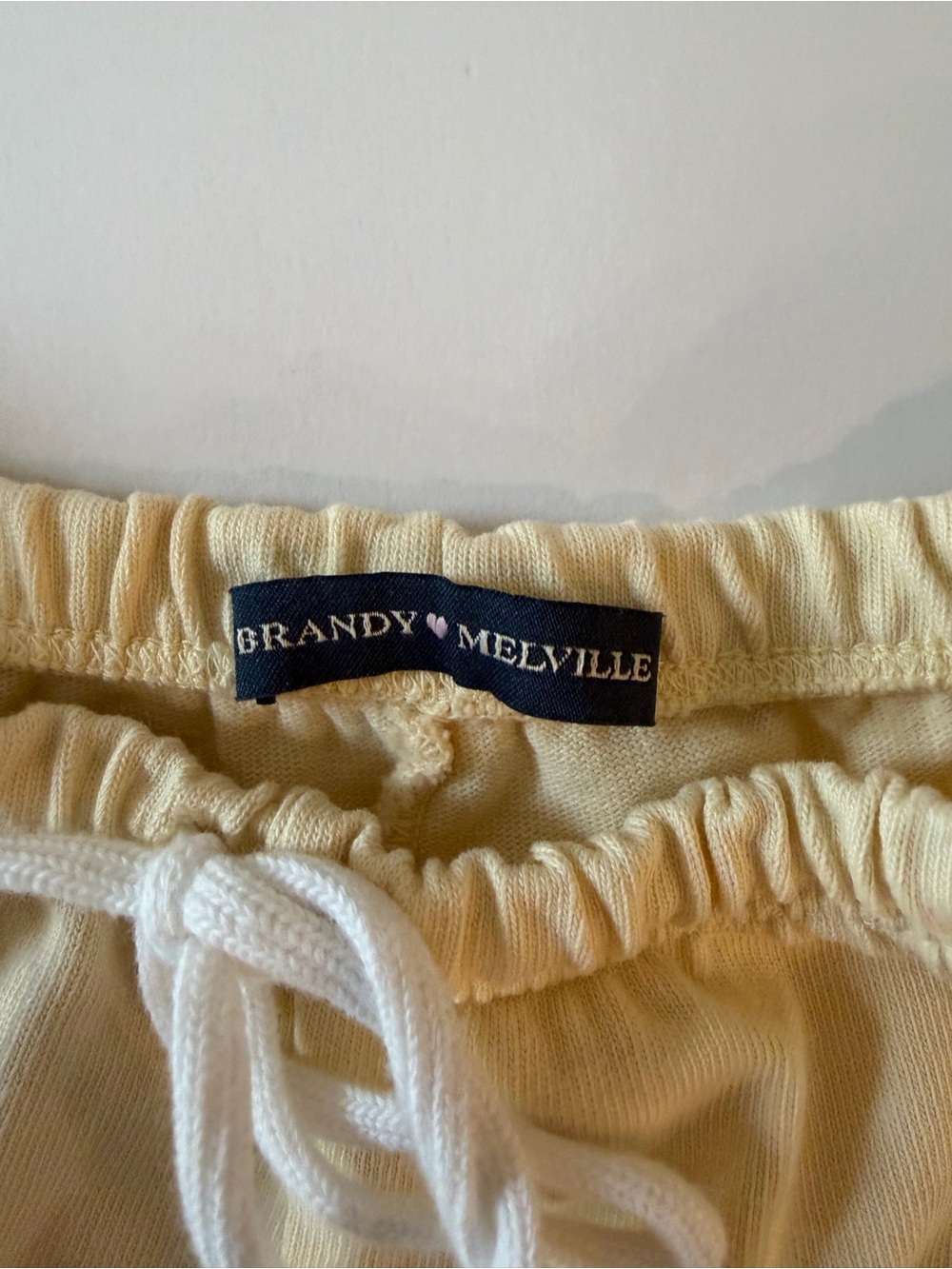 Brandy Melville Pale Yellow Drawstring Athletic Shorts - Picture 3 of 3